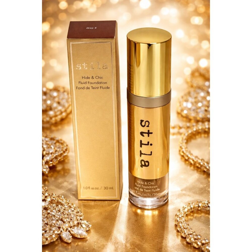 Stila Hide & Chic Fluid Foundation Deep Full Coverage Natural Finish Makeup NIB